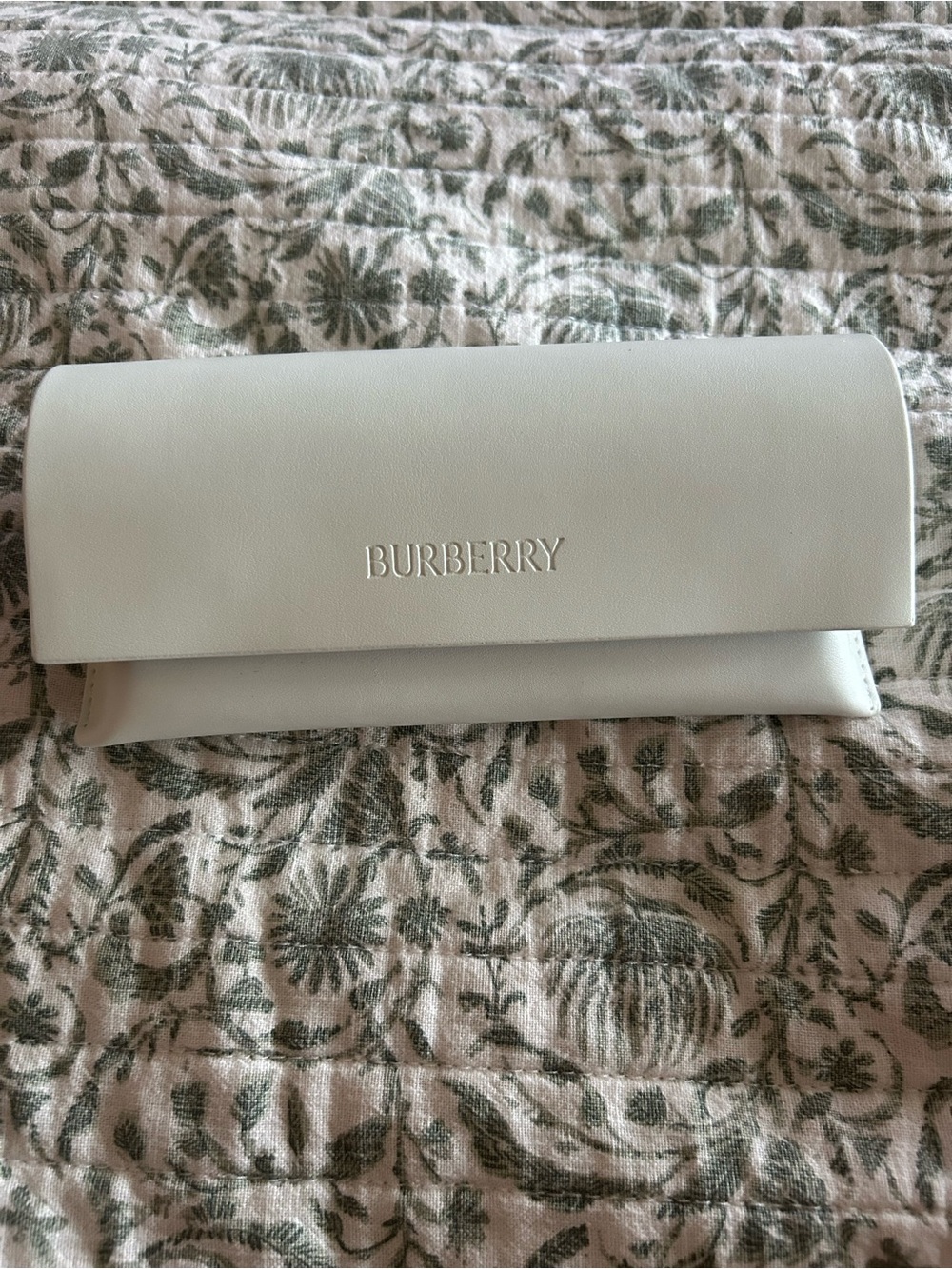 Burberry Cream Fold-Over Leather Clutch with Embossed Logo- new, never used